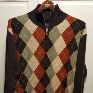 Alan Flusser Men's Cashmere 1/4 Zip Sweater Sz Med